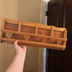 Wooden mail organizer and key rack Shelf with cutout Heart Accents